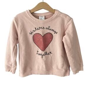 Zara Sisters Always Together Heart Sweatshirt - Pink - 4-5